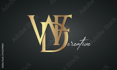 luxury letters WDG golden logo icon premium monogram, creative royal logo design	 photo