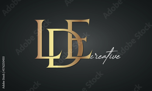 luxury letters LDE golden logo icon premium monogram, creative royal logo design	 photo