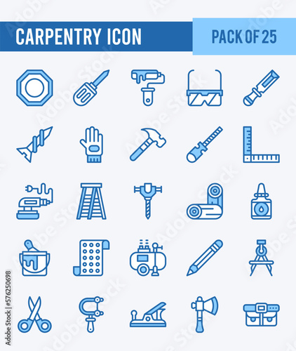 25 Carpentry. Two Color icons Pack. vector illustration.