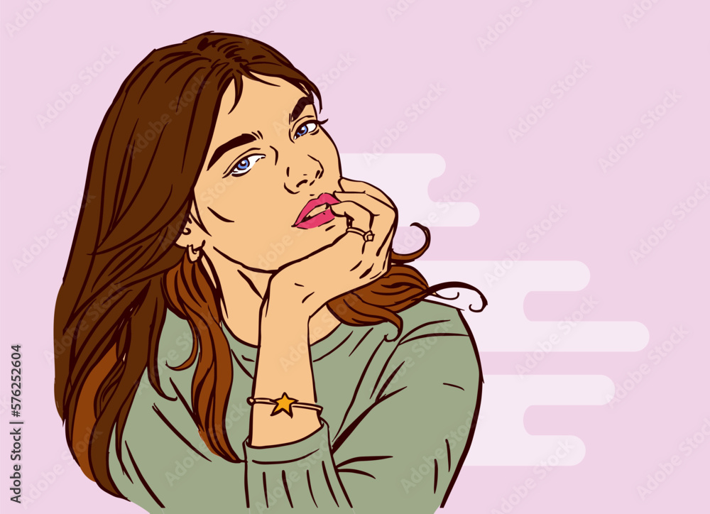 woman with brown hair vector for card illustration background woman with brown hair vector for card illustration background