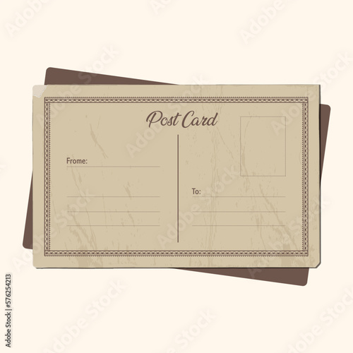 Postcard. Vintage template. Vector illustration.