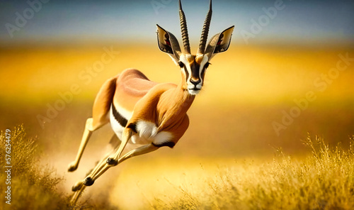 Canvastavla A graceful gazelle leaping through the grass