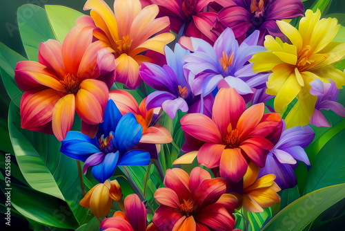 Garden Symphony  A Painting of a Colorful Bouquet that Inspires Serenity