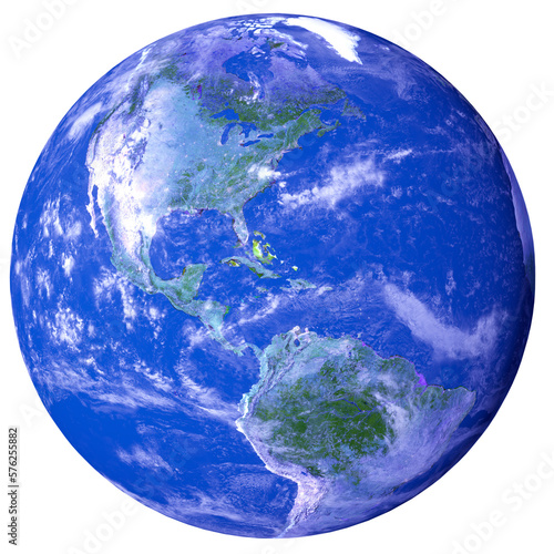 The blue planet globe earth as png file transparent. The America Continent. Elements of this image furnished by NASA. 