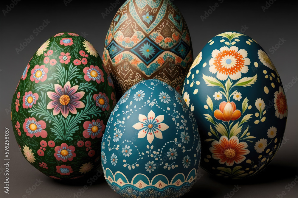 Colorful painted Easter eggs. Generative AI Colorful painted Easter eggs. Generative AI