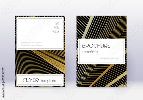 Stylish cover design template set. Gold abstract l