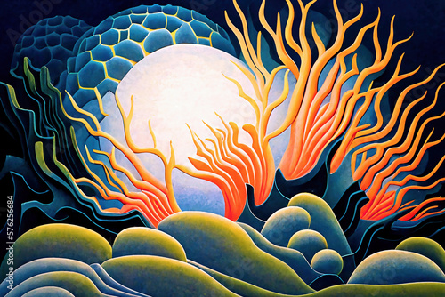 Shape of corals in the ocean background wallpaper created with Generative AI technology