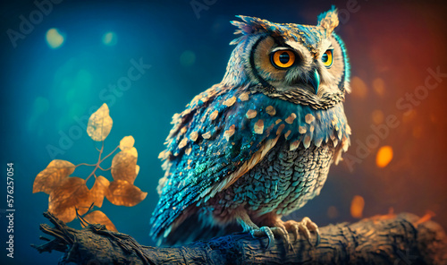 A wise old owl perched on a branch © Nilima