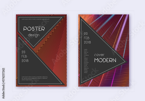 Black cover design template set. Orange abstract l