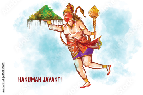 Happy hanuman jayanti celebrates the birth of lord sri hanuman card background