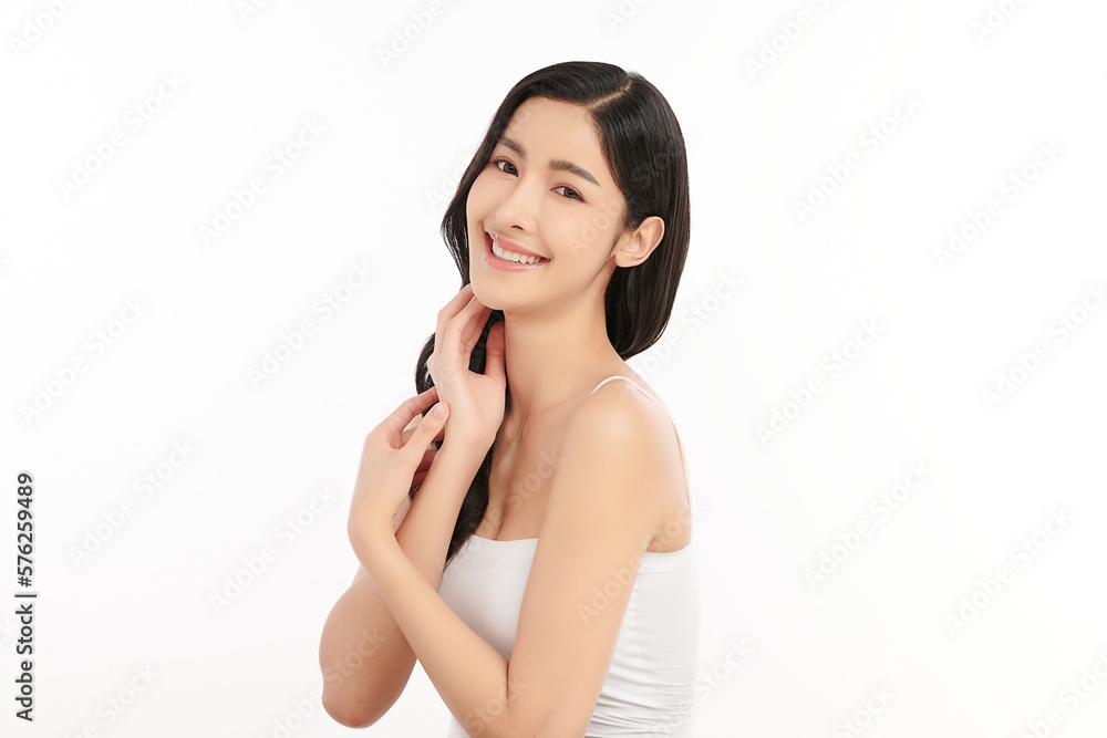 Beautiful young asian woman with clean fresh skin on white background, Face care, Facial treatment, Cosmetology, beauty and spa, Asian women portrait. Beautiful young asian woman with clean fresh skin on white background, Face care, Facial treatment, Cosmetology, beauty and spa, Asian women portrait.