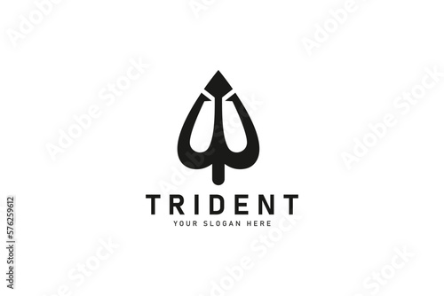 Circular Trident logo design icon vector illustration