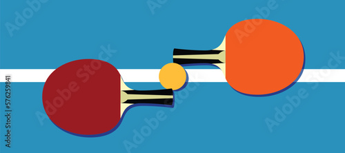 racket and ball for playing ping pong