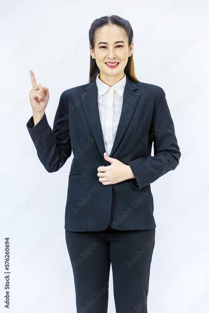 Portrait isolated cutout studio shot of Millennial Asian professional successful female businesswoman lawyer ceo in formal business suit posing smiling on white background Portrait isolated cutout studio shot of Millennial Asian professional successful female businesswoman lawyer ceo in formal business suit posing smiling on white background