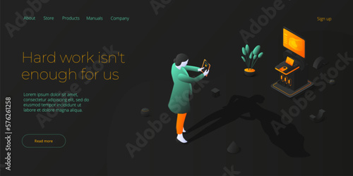 Female doctor superhero concept illustration in isometric vector design. Nurse hero as healthcare metaphor. Strong woman medic web banner layout