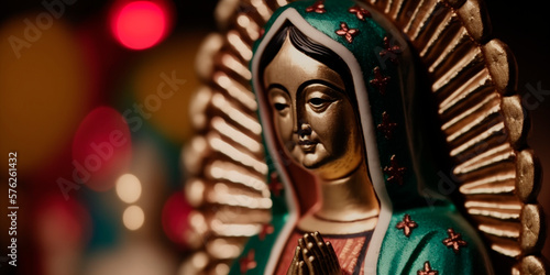 Devotion to the Virgin of Guadalupe: Sacred Wooden Figure for the Mexican Holiday © artefacti