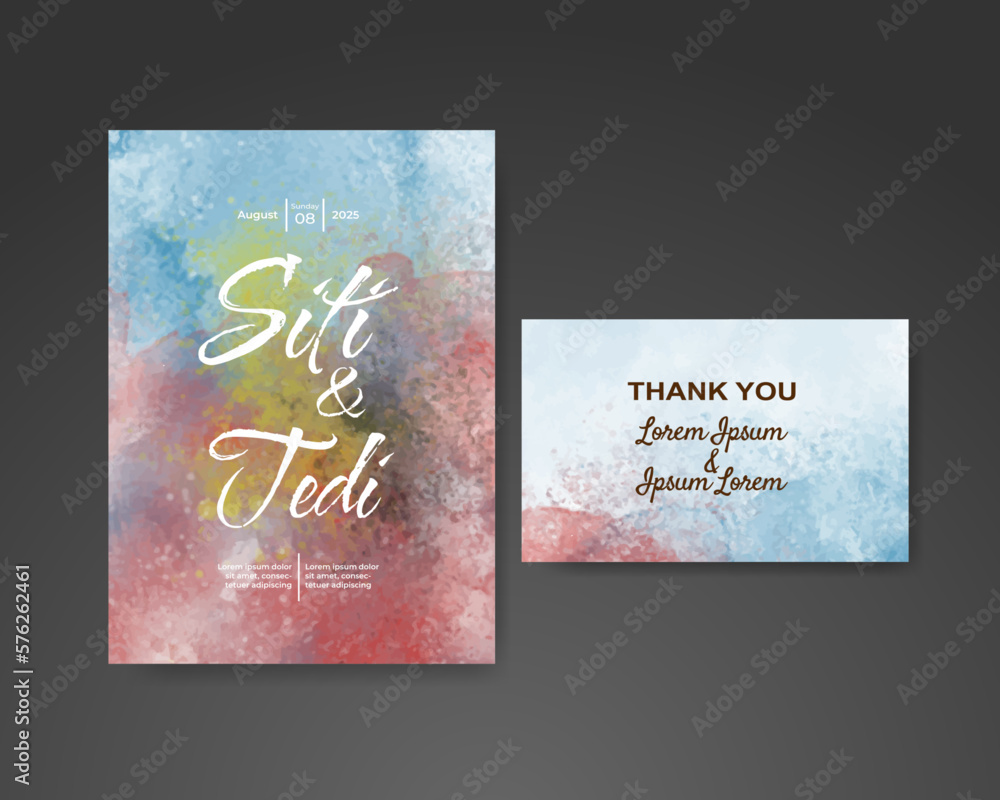 Wedding invitation with abstract watercolor background Wedding invitation with abstract watercolor background