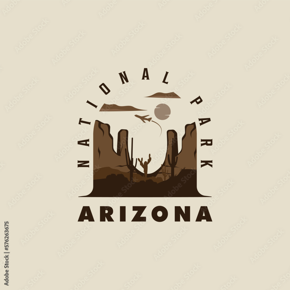 arizona logo vintage vector illustration template icon graphic design. sign or symbol national park of america for travel company with retro typography style