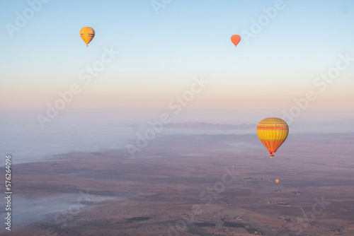 hot air balloon over Moroccan desert