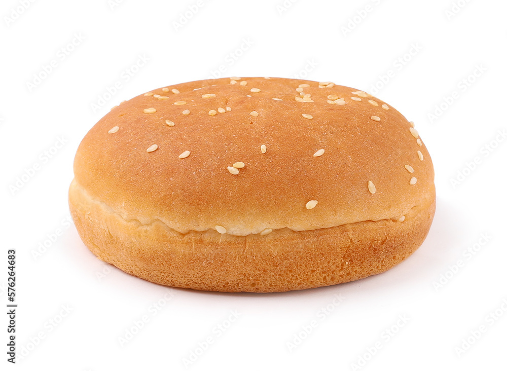 Hamburger bun on a white background, close up Hamburger bun on a white background, close up