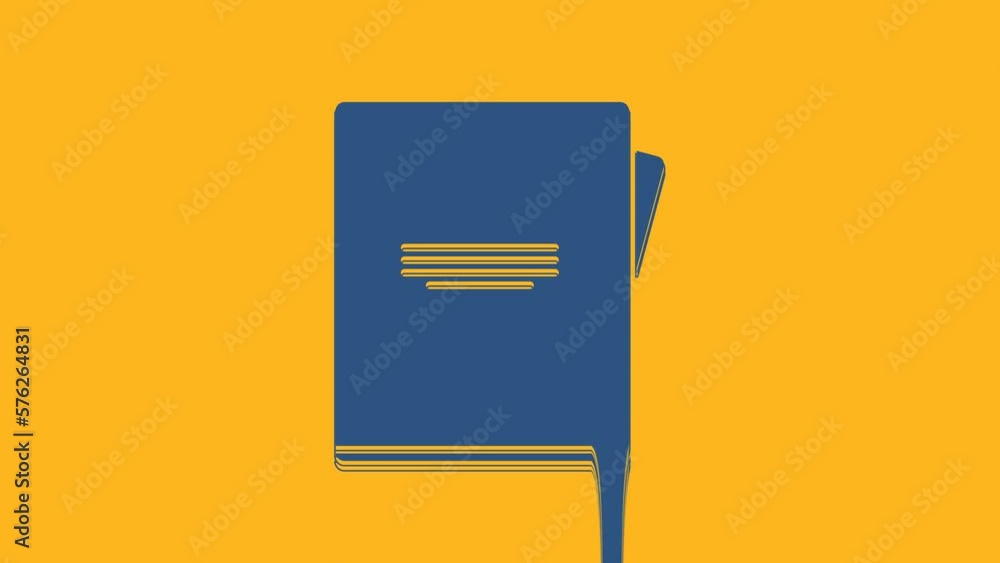Blue Notebook icon isolated on orange background. Spiral notepad icon. School notebook. Writing pad. Diary for school. 4K Video motion graphic animation Blue Notebook icon isolated on orange background. Spiral notepad icon. School notebook. Writing pad. Diary for school. 4K Video motion graphic animation
