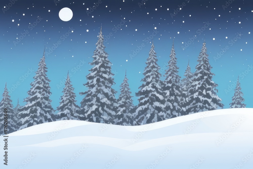 Naklejka premium Mountain landscape in winter. Illustration. Generated by AI