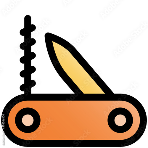 multitool knife black outline filled color icon