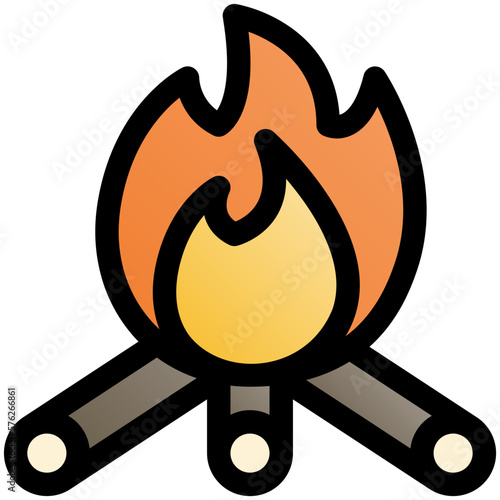 bonfire black outline filled color icon