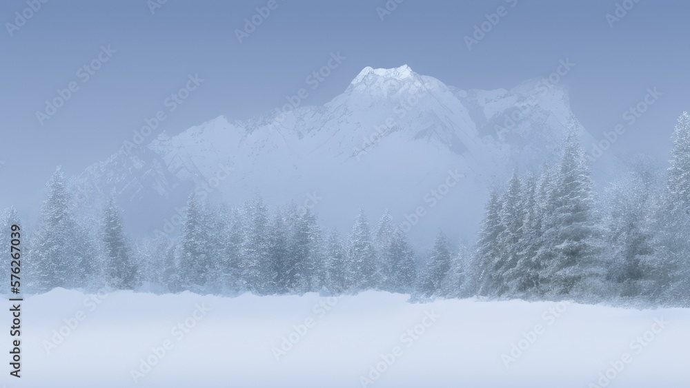 Mountain landscape in winter. Illustration. Generated by AI Mountain landscape in winter. Illustration. Generated by AI