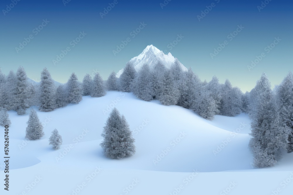Mountain landscape in winter. Illustration. Generated by AI Mountain landscape in winter. Illustration. Generated by AI