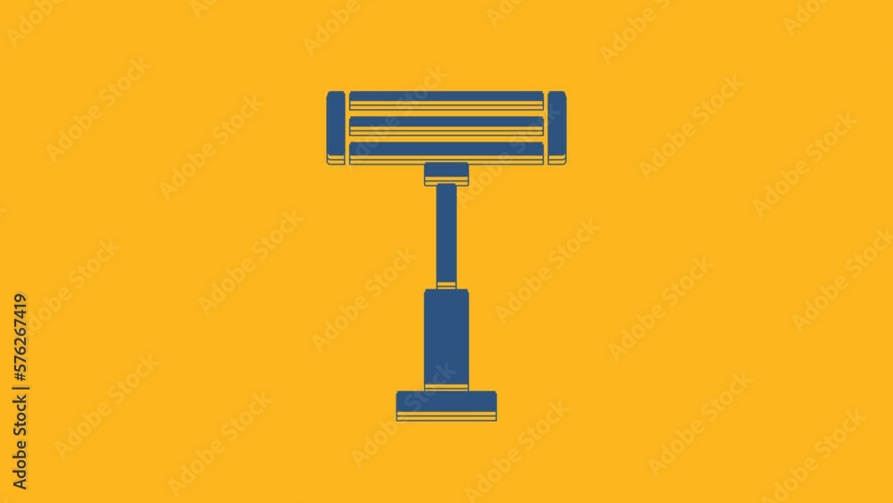 Blue Electric heater icon isolated on orange background. Infrared floor heater with remote control. House climate control. 4K Video motion graphic animation Blue Electric heater icon isolated on orange background. Infrared floor heater with remote control. House climate control. 4K Video motion graphic animation