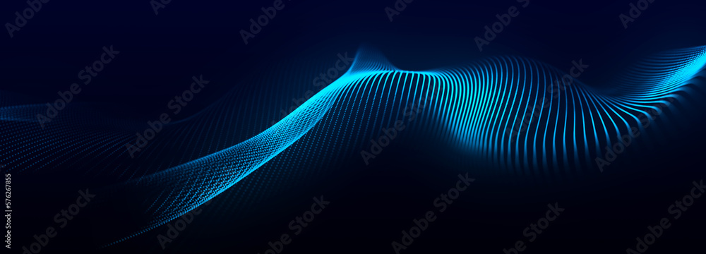 Digital technology background. Dynamic wave of glowing points. Futuristic background for presentation design. 3d Widescreen Digital technology background. Dynamic wave of glowing points. Futuristic background for presentation design. 3d Widescreen