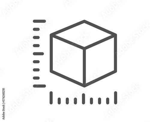 Package size line icon. box dimension sign. Parcel measurement symbol. Quality design element. Linear style package size icon. Editable stroke. Vector