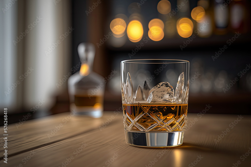 Whiskey glass in a modern house Whiskey glass in a modern house