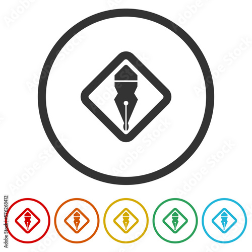 Free Download Creative writer logo pen icons in color circle buttons - GFXLoad