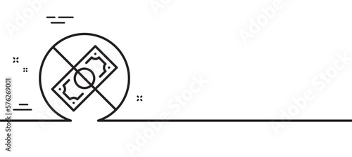 Corrupt line icon. No cash money sign. Stop corruption crime symbol. Minimal line illustration background. Corrupt line icon pattern banner. White web template concept. Vector