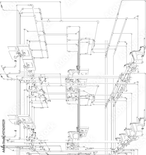 3D illustration of sanitary piping