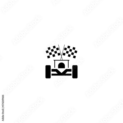 Formula 1 racing car icon isolated on white background.