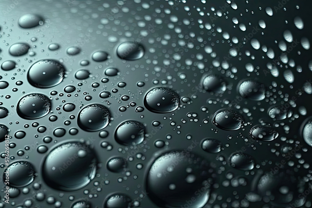 Water drops on glass. Generative AI