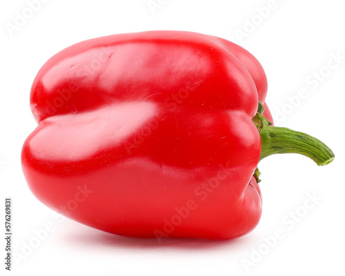 Fresh red paprika pepper, white background