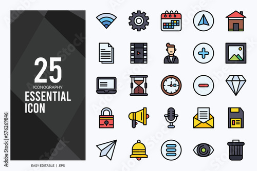 25 Essential Lineal Color icon pack. vector illustration.