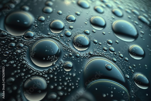 Water drops on glass. Generative AI