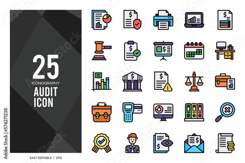 25 Audit Lineal Color icon pack. vector illustration.