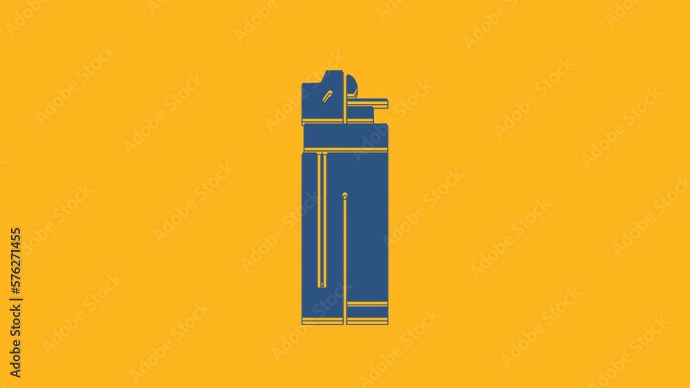 Blue Lighter icon isolated on orange background. 4K Video motion graphic animation Blue Lighter icon isolated on orange background. 4K Video motion graphic animation