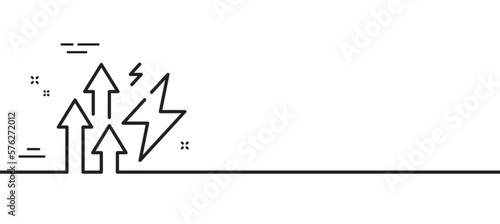 Energy inflation line icon. Electric power up trend sign. Consumption growth symbol. Minimal line illustration background. Energy inflation line icon pattern banner. White web template concept. Vector