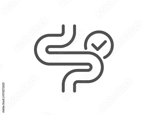 Digestion line icon. Healthy intestine bowel sign. Intestines colonoscopy symbol. Quality design element. Linear style digestion icon. Editable stroke. Vector