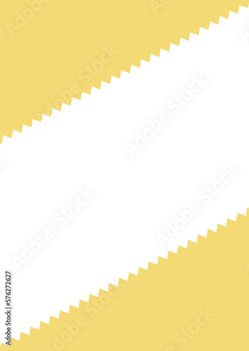 対角線上に配置した手描きのギザギザの三角形 - シンプルな三分割の背景･フレーム - 縦･A4比率
