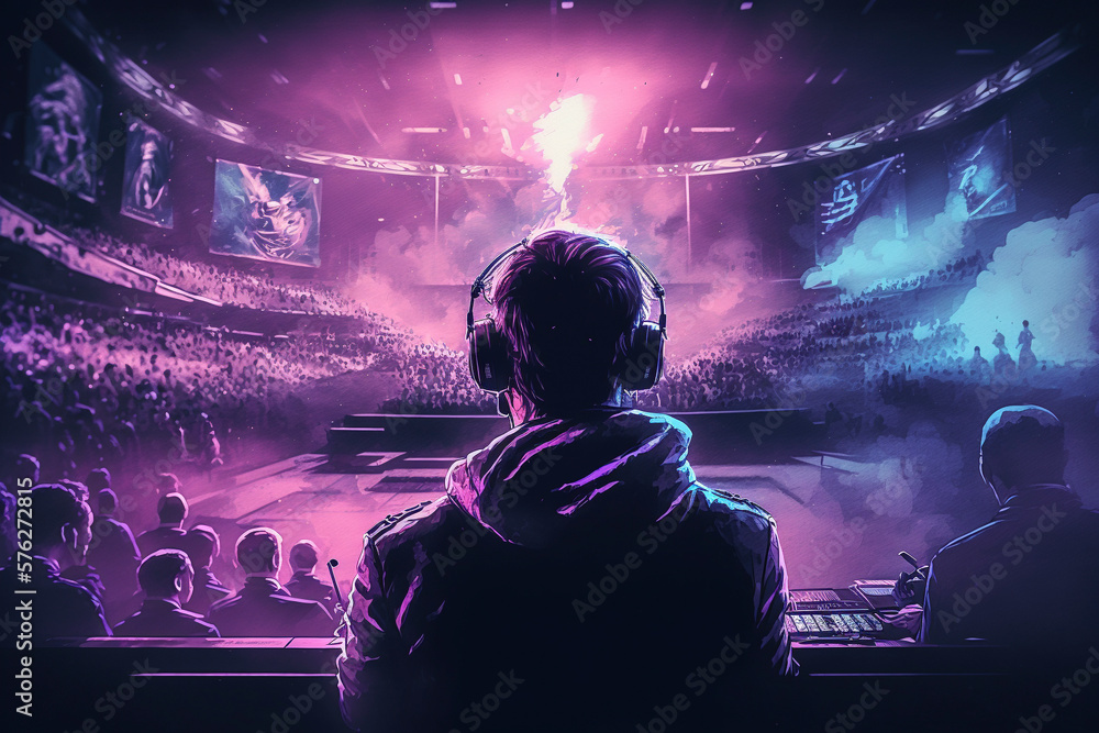 High-Quality Esports Competition in a Packed Stadium with Realistic Lighting - Generative Ai High-Quality Esports Competition in a Packed Stadium with Realistic Lighting - Generative Ai