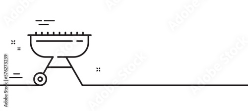 Grill line icon. Barbecue cooker for cooking food sign. Meat brazier symbol. Minimal line illustration background. Grill line icon pattern banner. White web template concept. Vector