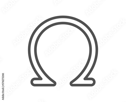 Omega line icon. Last Greek letter sign. Ohm electrical resistance symbol. Quality design element. Linear style omega icon. Editable stroke. Vector